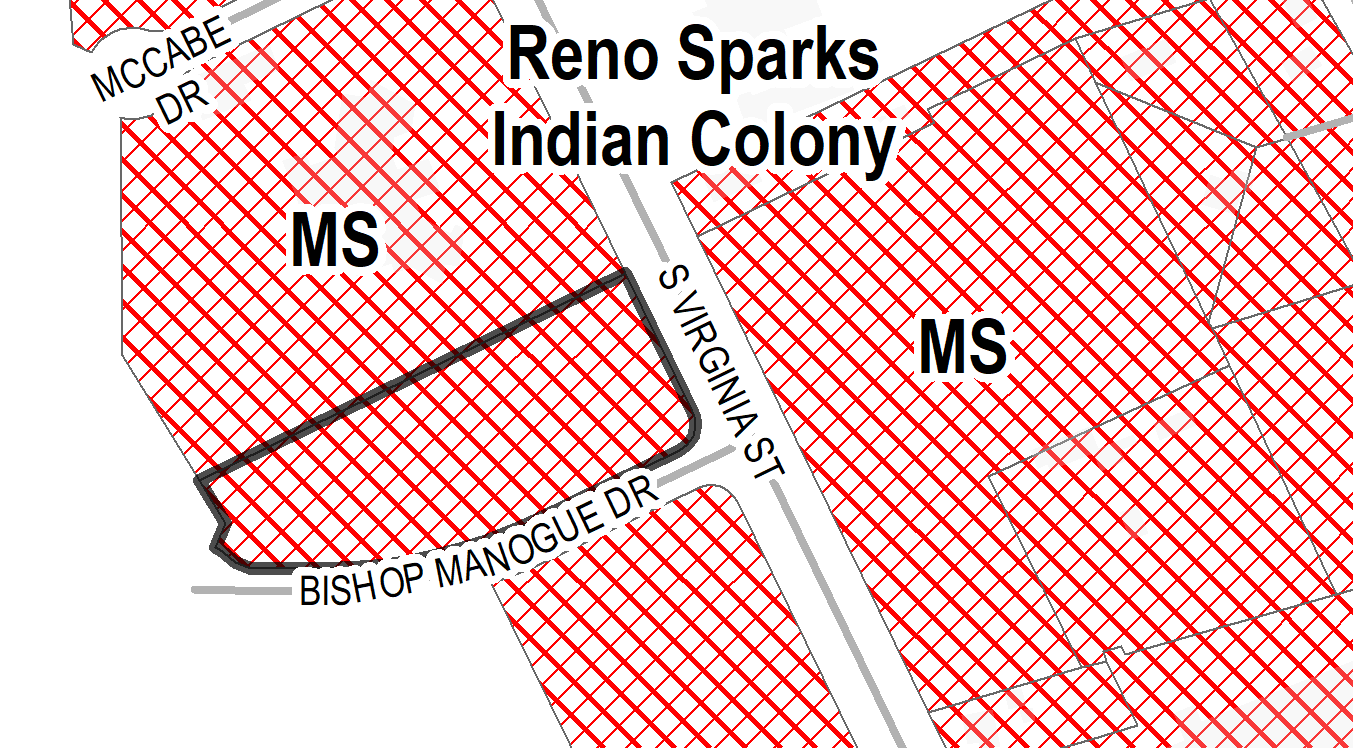 Map of project boundary with street names and zoning designations